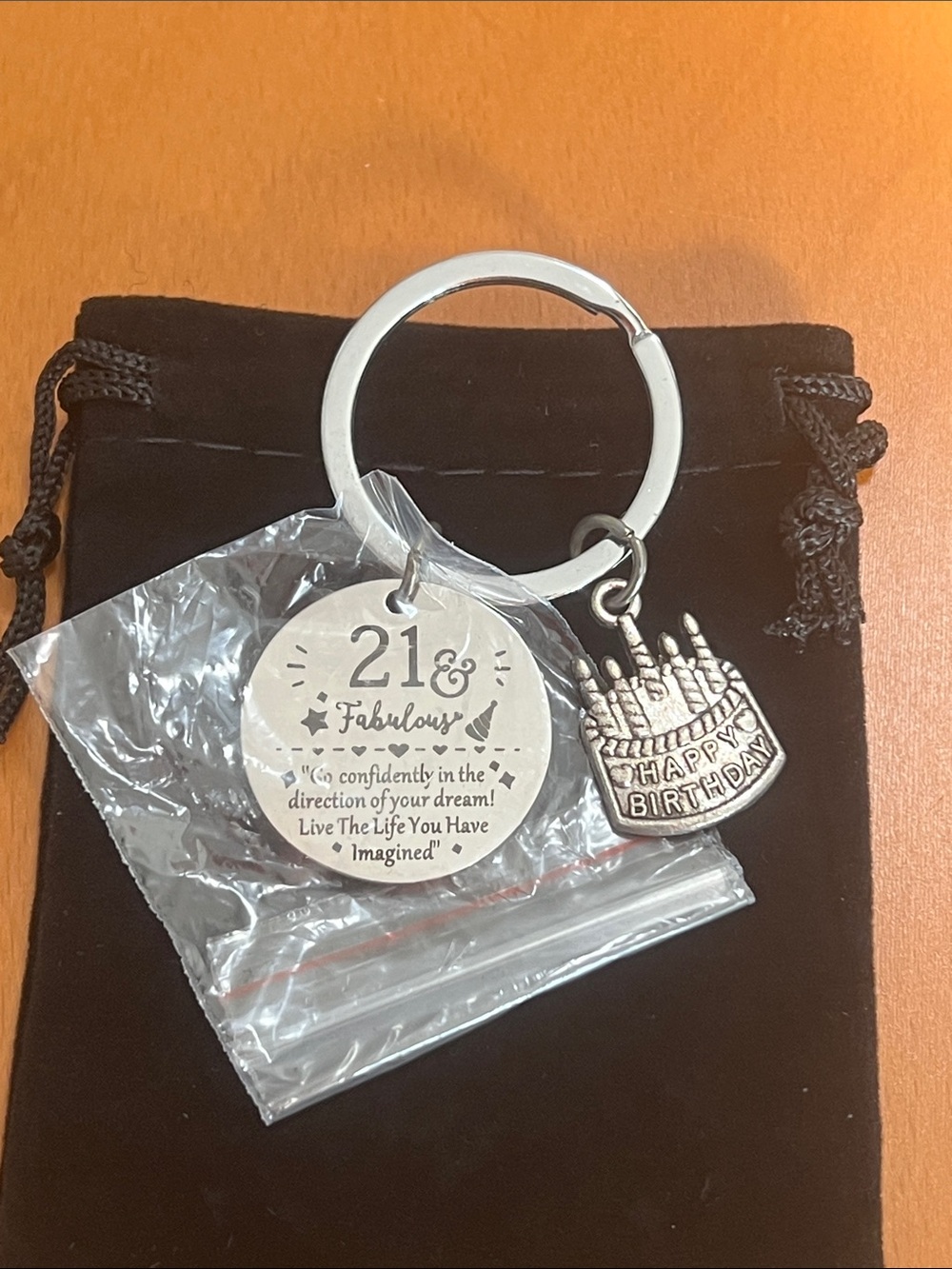 New 21 & Fabulous Silver Birthday Keychain